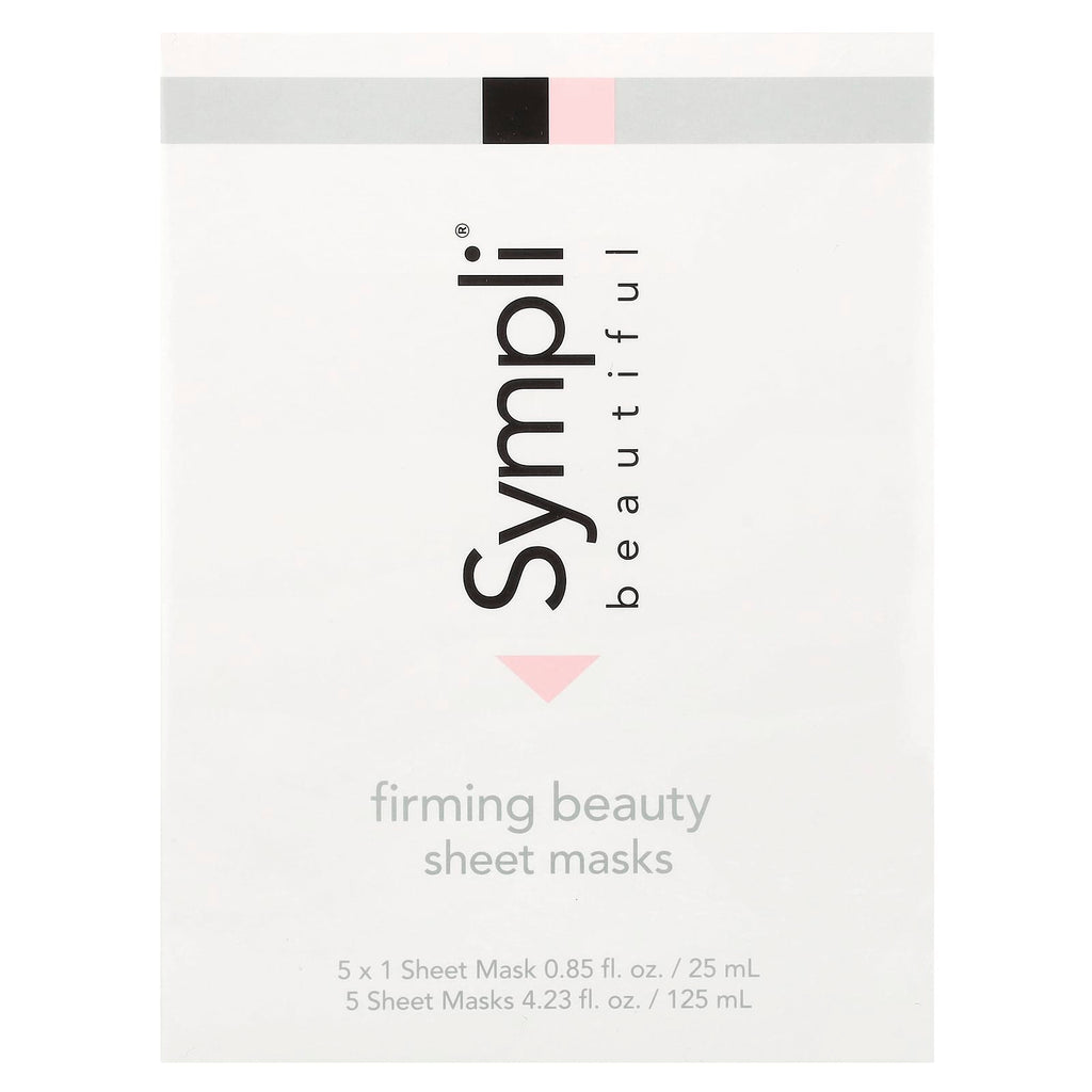 Sympli Beautiful, Firming Beauty Sheet Mask, 5 Sheet Masks, 0.85 fl oz (25 ml) Each