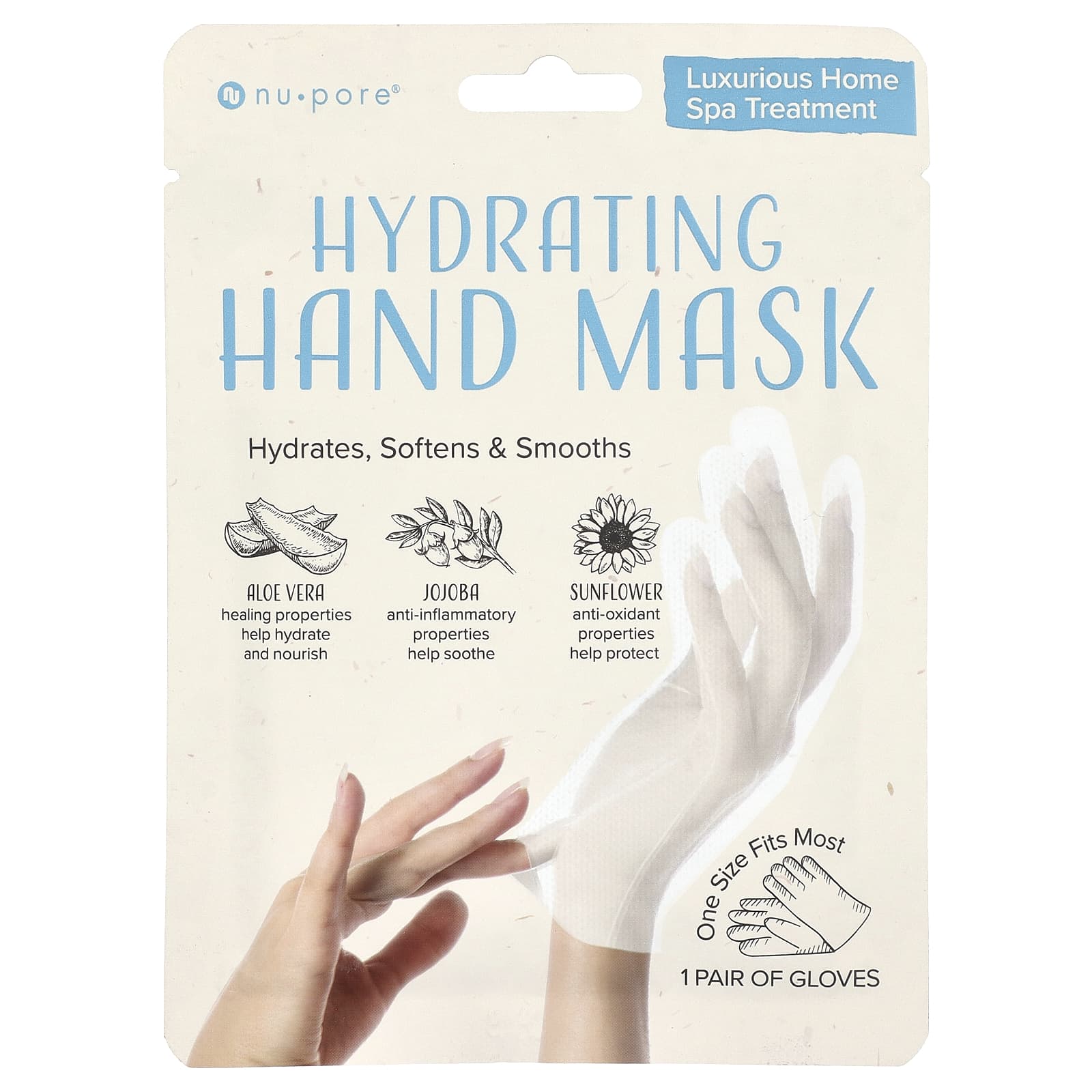 Nu-Pore, Hydrating Hand Mask, 1 Pair
