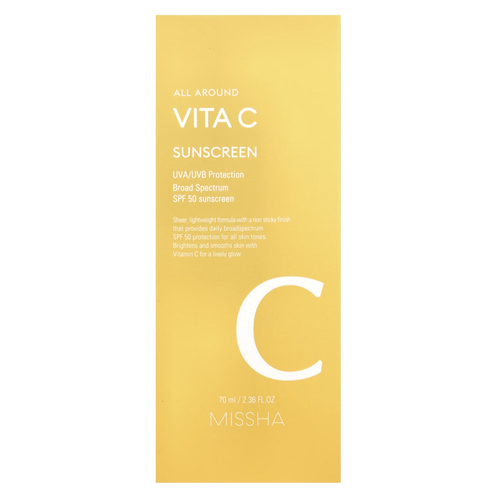 Missha, All Around Vita C Sunscreen, SPF 50, 2.36 fl oz (70 ml)