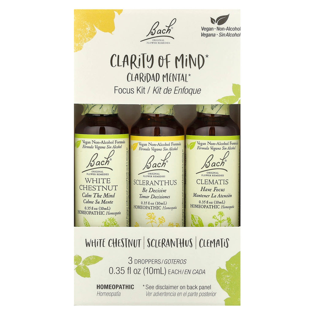 Bach, Original Flower Remedies, Focus Kit, Clarity of Mind, 3 Droppers, 0.35 fl oz (10 ml) Each