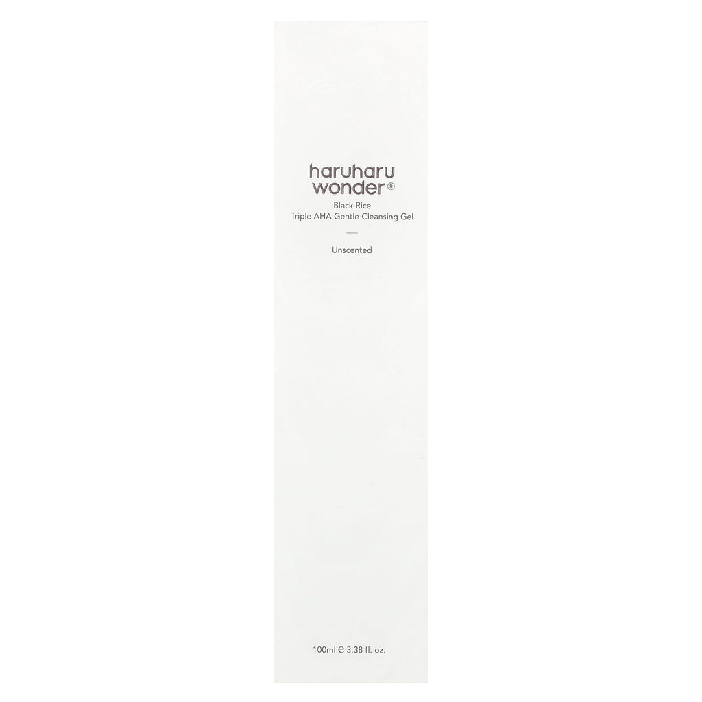 Haruharu, Wonder®, Black Rice Triple AHA Gentle Cleansing Gel, Unscented, 3.38 fl oz (100 ml)