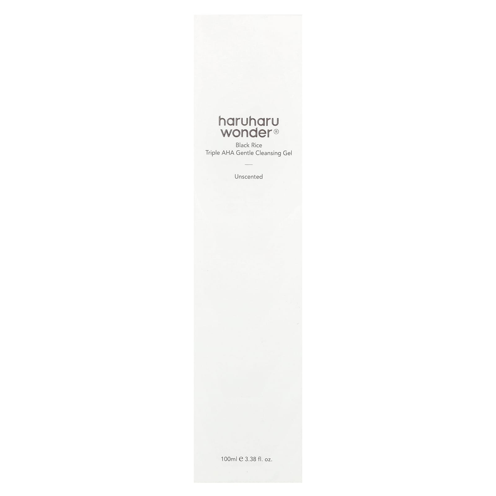 Haruharu, Wonder®, Black Rice Triple AHA Gentle Cleansing Gel, Unscented, 3.38 fl oz (100 ml)
