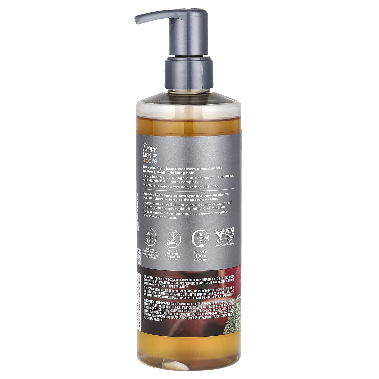 Dove, Men + Care, 2-in-1 Shampoo + Conditioner, Orange & Sage , 17.5 fl oz (517 ml)