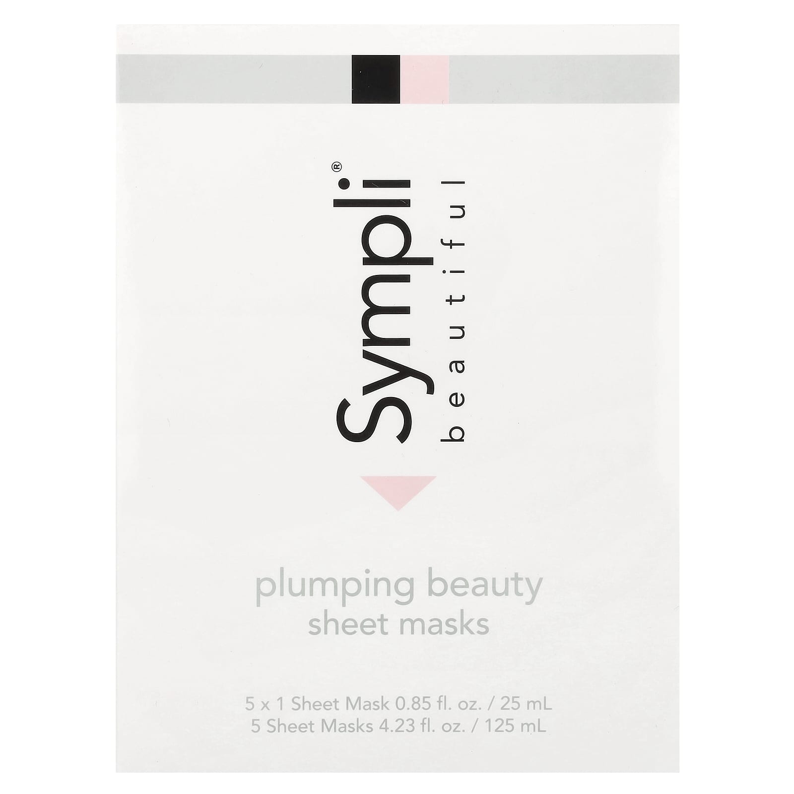 Sympli Beautiful, Plumping Beauty Sheet Mask, 5 Sheet Masks, 0.85 fl oz (25 ml) Each