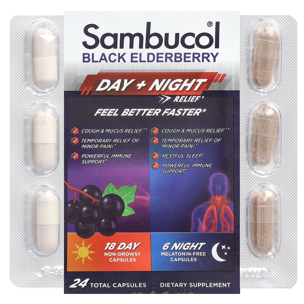 Sambucol, Black Elderberry, Day + Night Relief , 24 Capsules