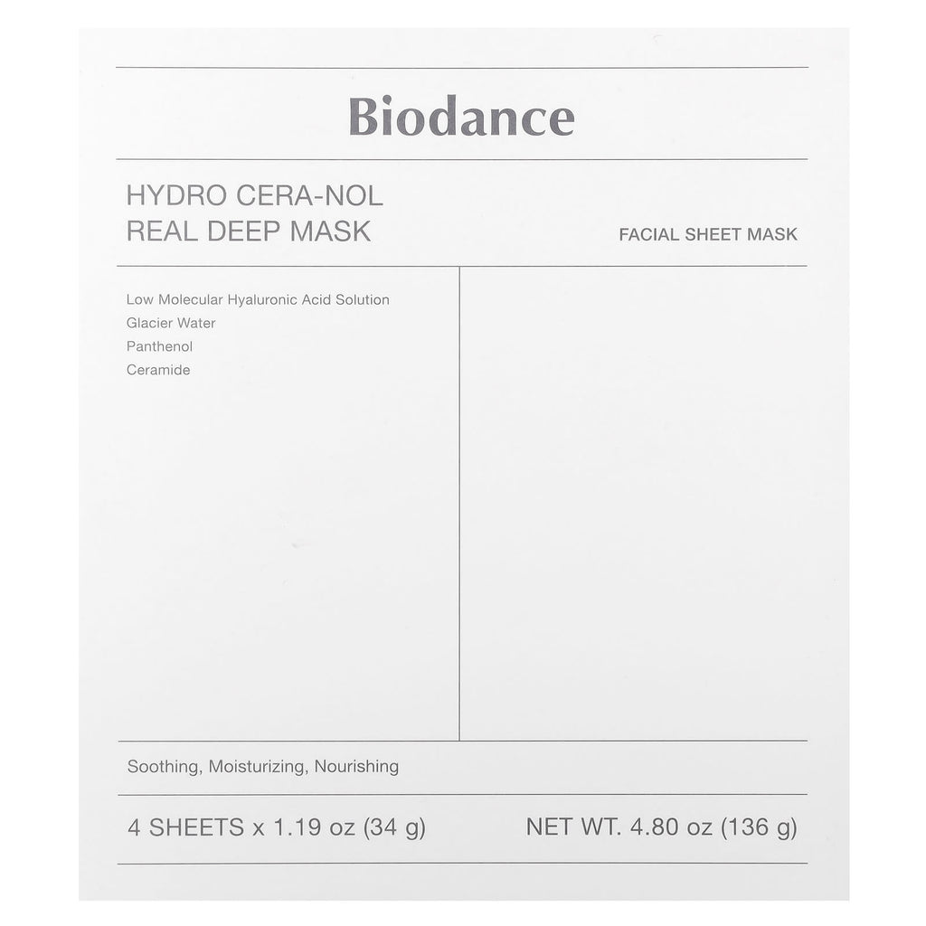 Biodance, Hydro Cera-Nol Real Deep Beauty Mask, 4 Sheets, 1.19 oz (34 g) Each