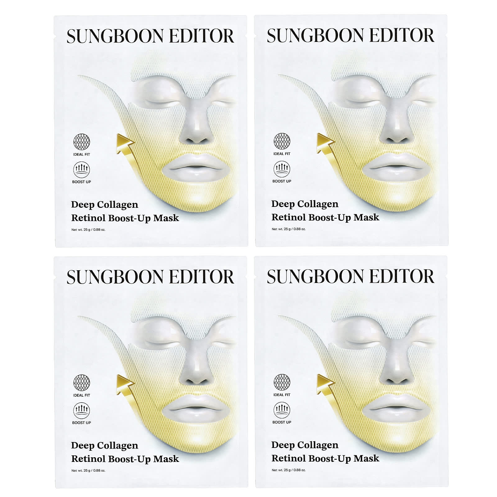 Sungboon Editor, Deep Collagen Retinol Boost-Up Beauty Mask , 4 Sheets, 0.88 oz (25 g) Each