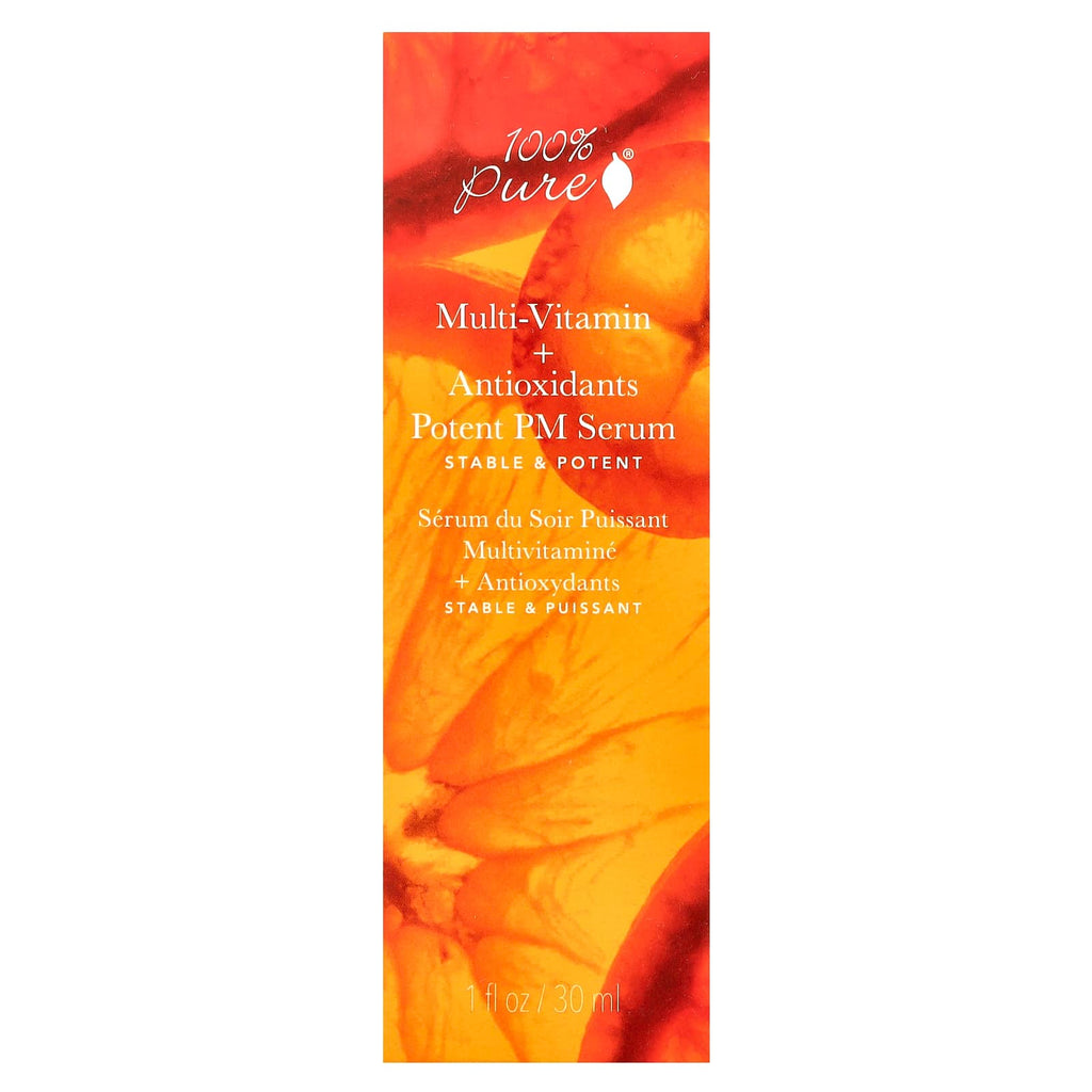 100% PURE, Multi-Vitamin + Antioxidants Potent PM Serum, 1 fl oz (30 ml)