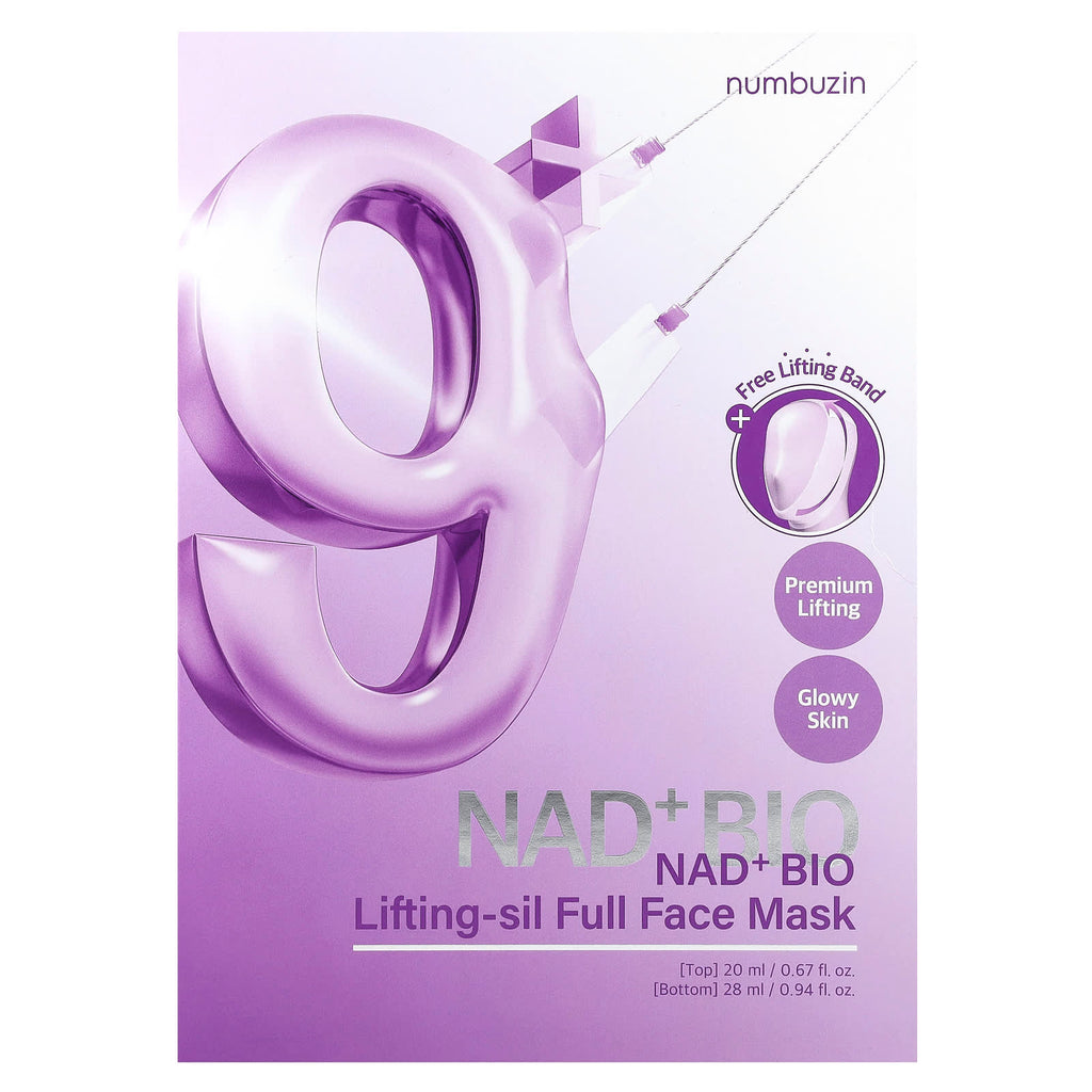 Numbuzin, NAD + Bio Lifting-sil Full Face Beauty Mask, 4 Sheets