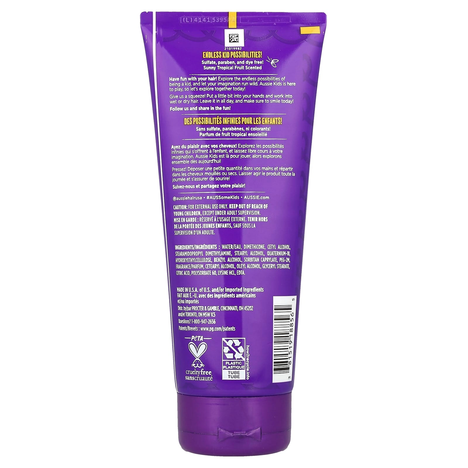 Aussie, Kids, Curly Leave-In Conditioner, Sunny Tropical Fruit, 6.8 oz (193 g)