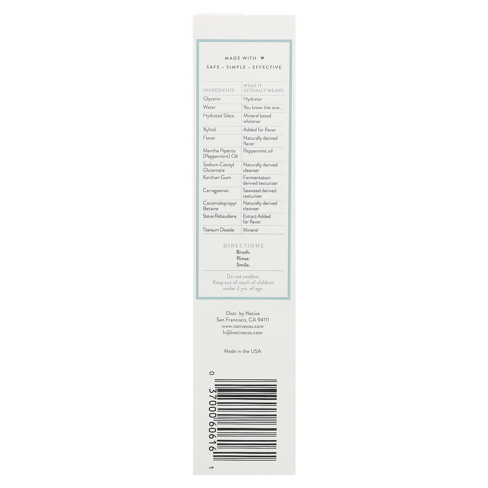 Native, Whitening Fluoride Free Toothpaste, Wild Mint & Peppermint Oil, 4.1 oz (116 g)