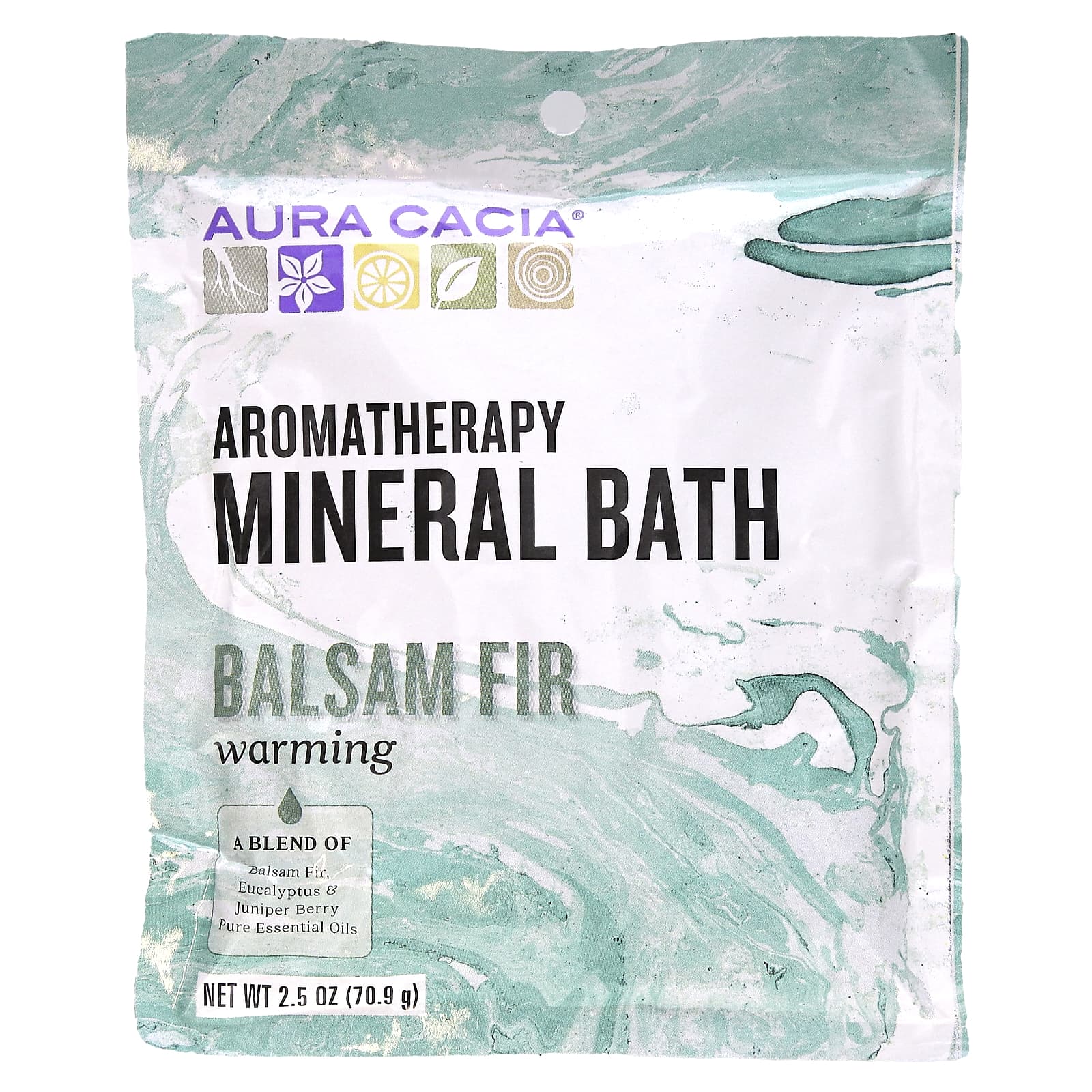 Aura Cacia, Aromatherapy Mineral Bath, Warming Balsam Fir, 2.5 oz (70.9 g)