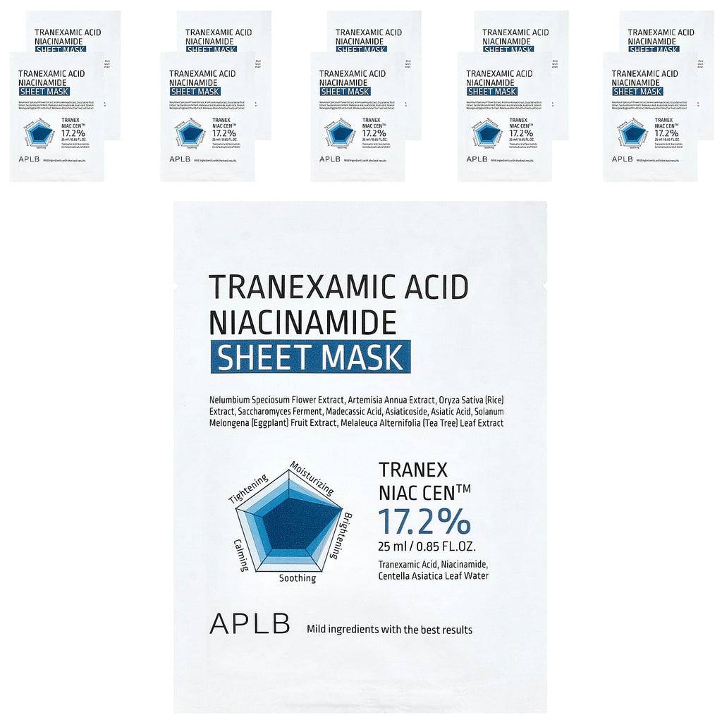 APLB, Tranexamic Acid Niacinamide Beauty Sheet Mask, 10 Sheets, 0.85 fl oz (25 ml) Each