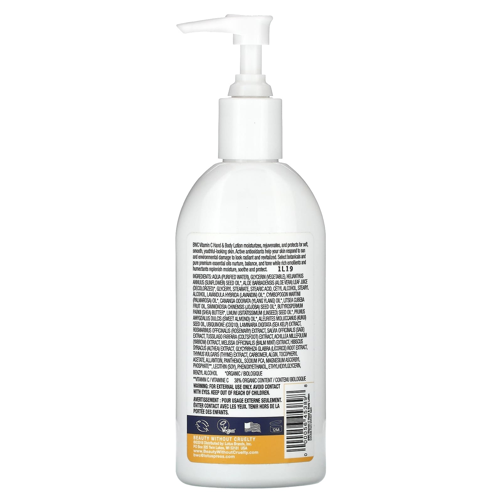Beauty Without Cruelty, Hand & Body Lotion, Vitamin C With CoQ10, 8.5 fl oz (250 ml)