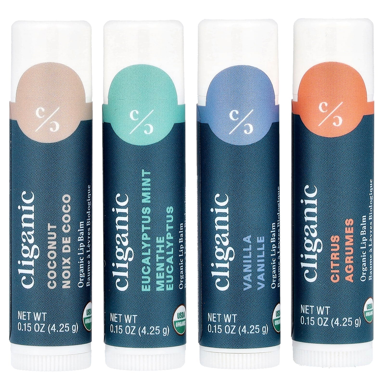 Cliganic, Organic Lip Balm Set, Sweet Bliss, 4 Pack, 0.15 oz (4.25 g) Each