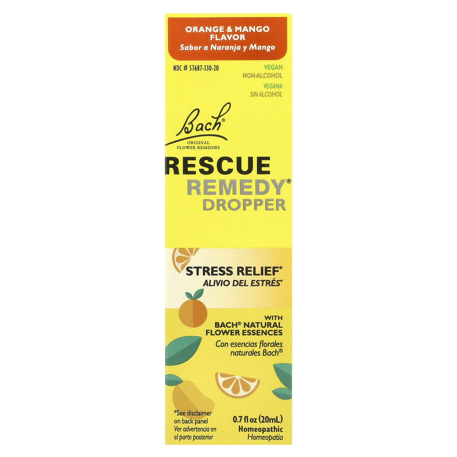 Bach, Rescue Remedy® Dropper, Stress Relief, Orange & Mango, 0.7 fl oz (20 ml)