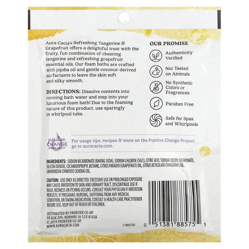 Aura Cacia, Aromatherapy Foam Bath, Tangerine & Grapefruit, 2.5 oz (70.9 g)