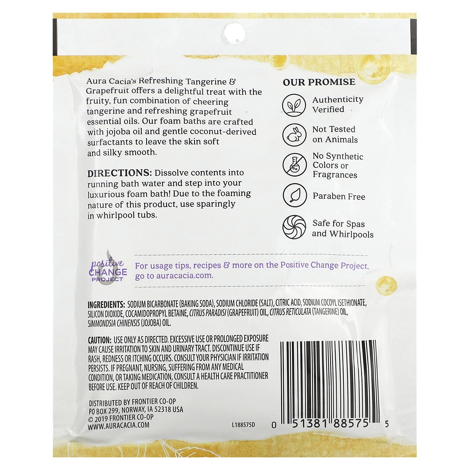 Aura Cacia, Aromatherapy Foam Bath, Tangerine & Grapefruit, 2.5 oz (70.9 g)