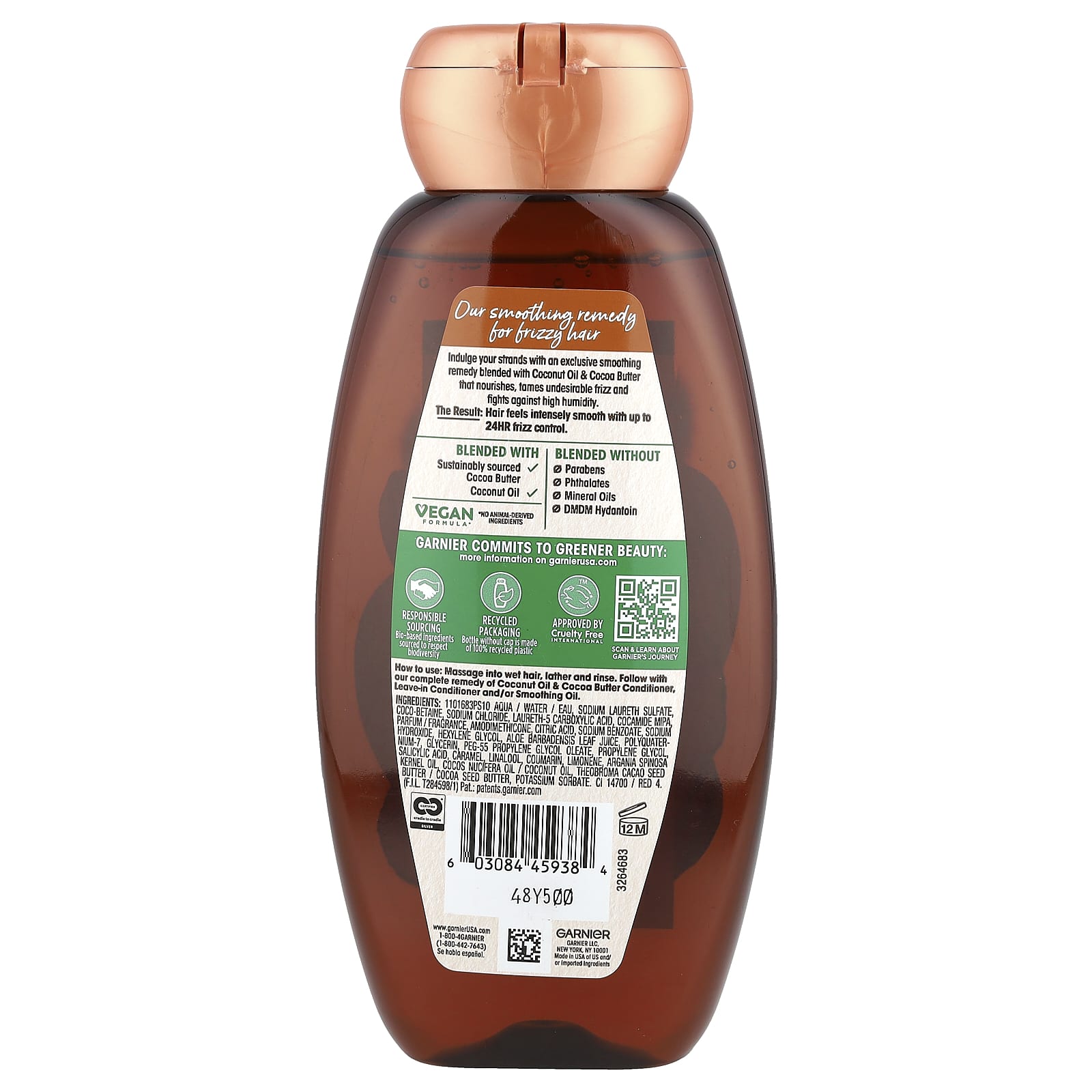 Garnier, Whole Blends, Smoothing Shampoo, Coconut Oil & Cocoa Butter , 12.5 fl oz (370 ml)