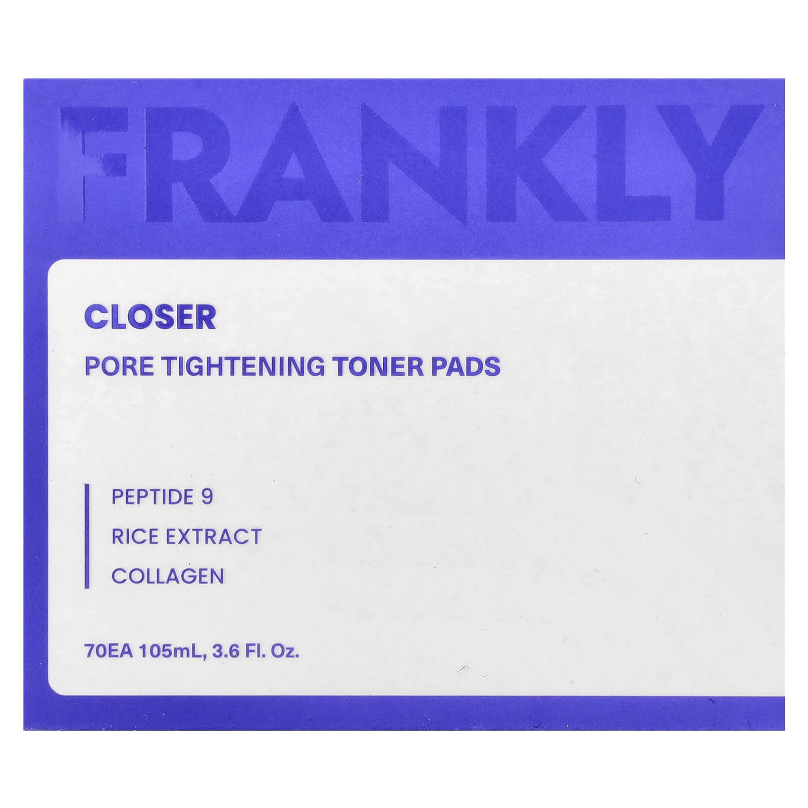 Frankly, Closer Pore Tightening Toner Pads, 70 Pads, 3.6 fl oz (105 ml)