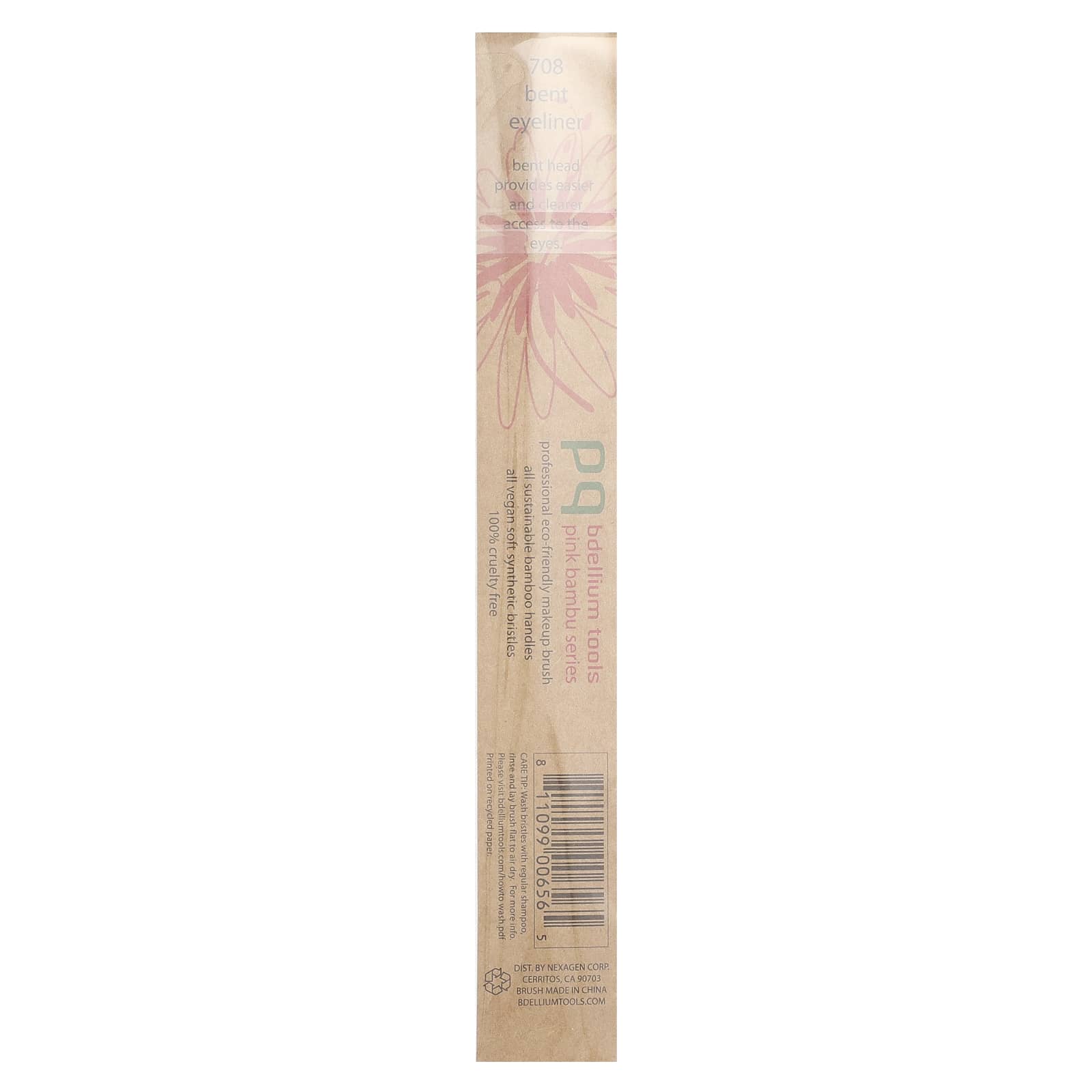 Bdellium Tools, Pink Bambu, Bent Eyeliner, 708, 1 Brush