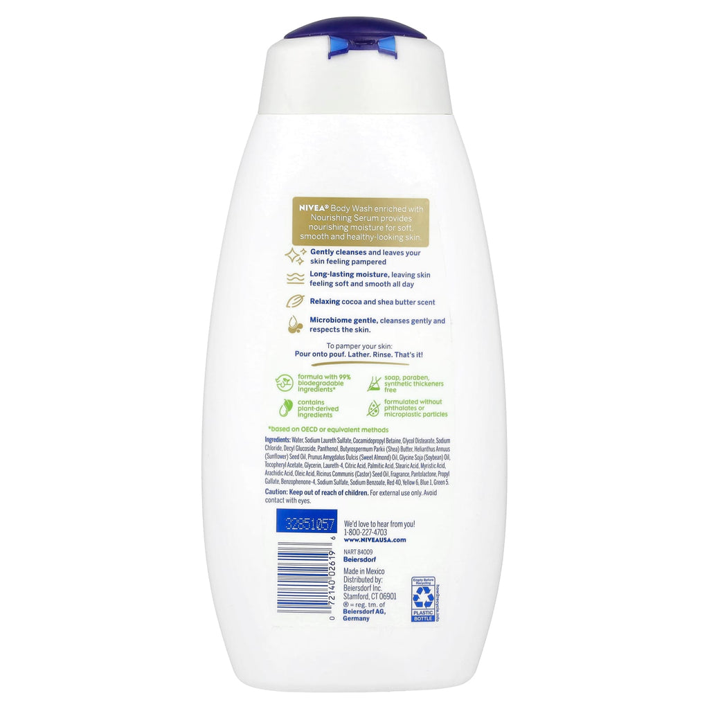 Nivea, Pampering Body Wash, Cocoa & Shea Butter, 20 fl oz (591 ml)