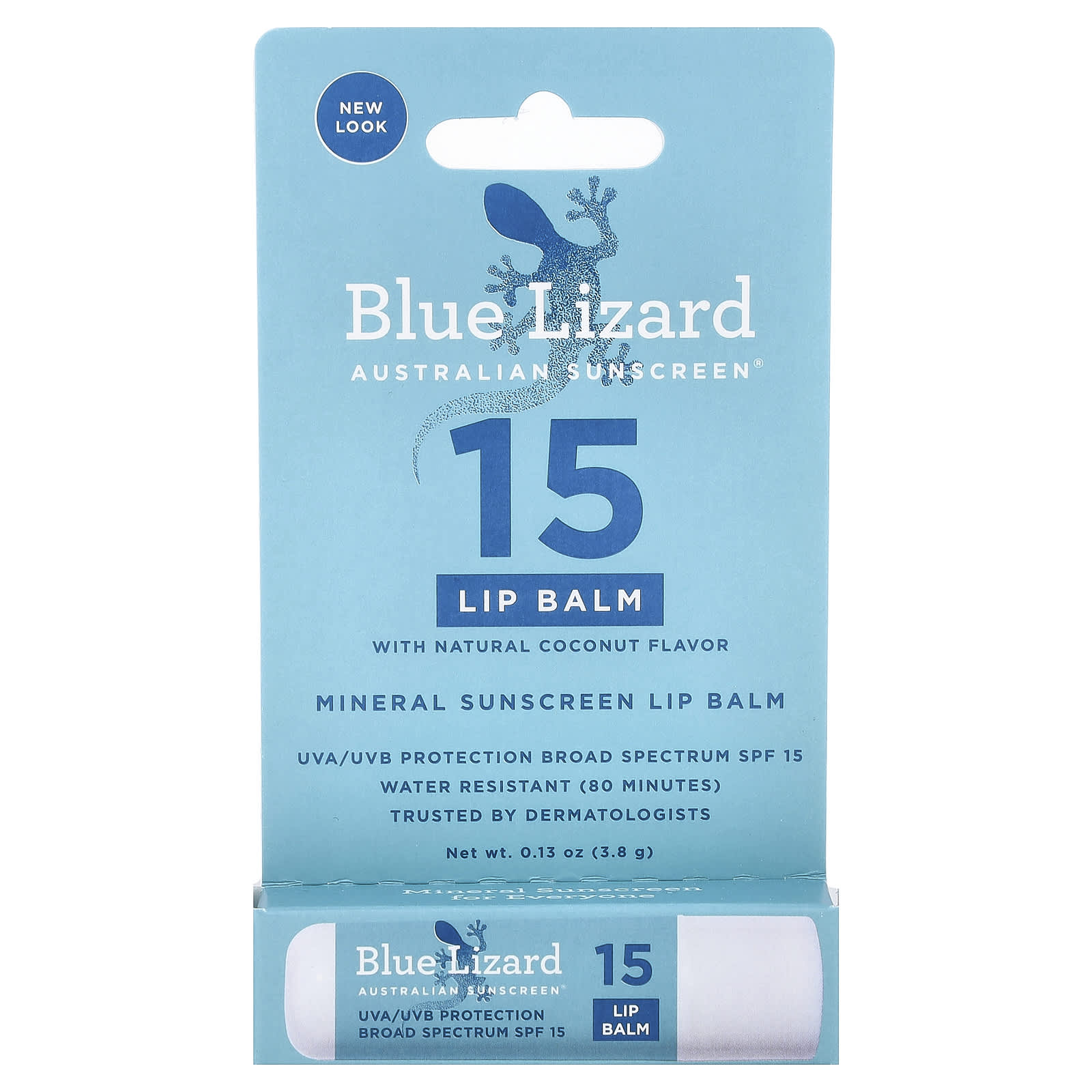 Blue Lizard Australian Sunscreen, Mineral Sunscreen Lip Balm, SPF 15, Natural Coconut, 0.13 oz (3.8 g)