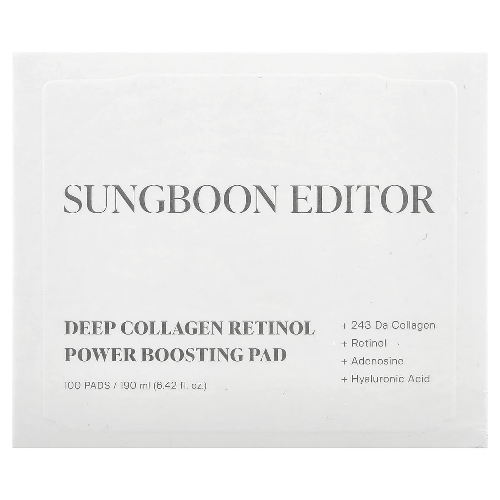 Sungboon Editor, Deep Collagen Retinol Power Boosting Pad, 100 Pads