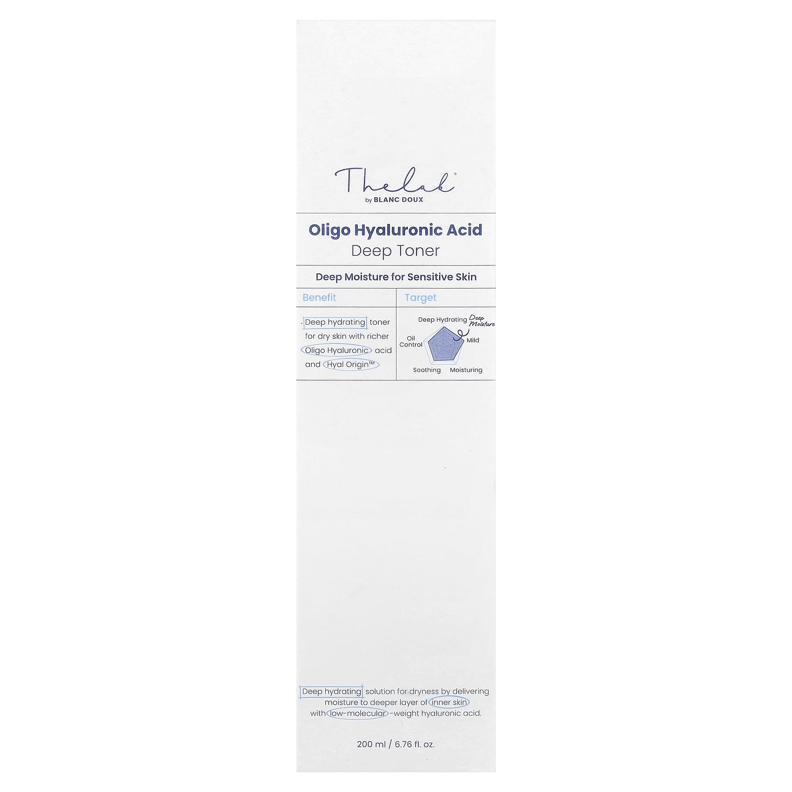 The Lab by BLANC DOUX, Oligo Hyaluronic Acid Deep Toner, 6.76 fl oz (200 ml)