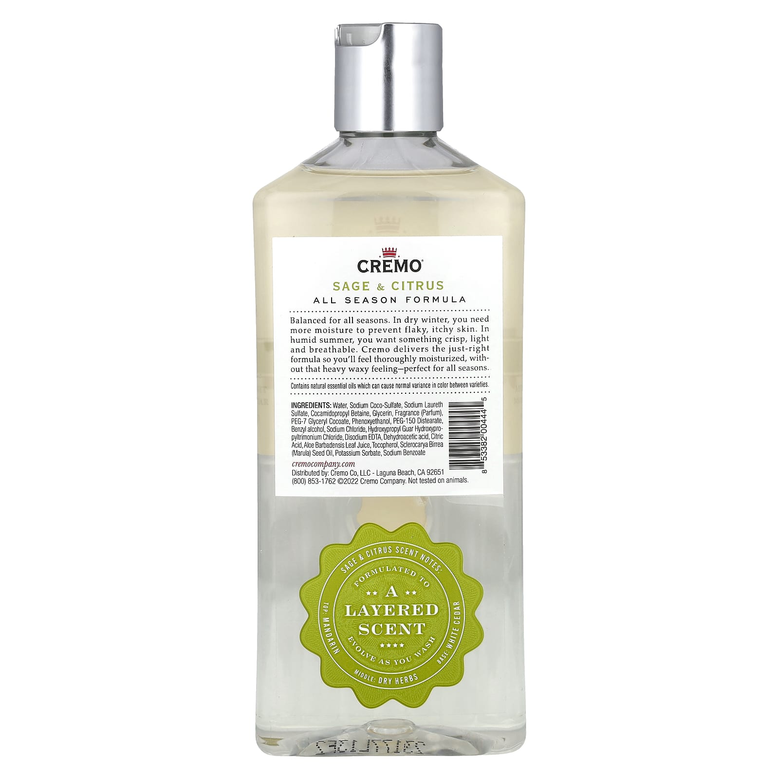 Cremo, All Season Body Wash, No. 2, Sage & Citrus, 16 fl oz (473 ml)