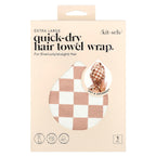 Kitsch, Quick-Dry Hair Towel Wrap, Extra Large, Terracotta Checker, 1 Wrap