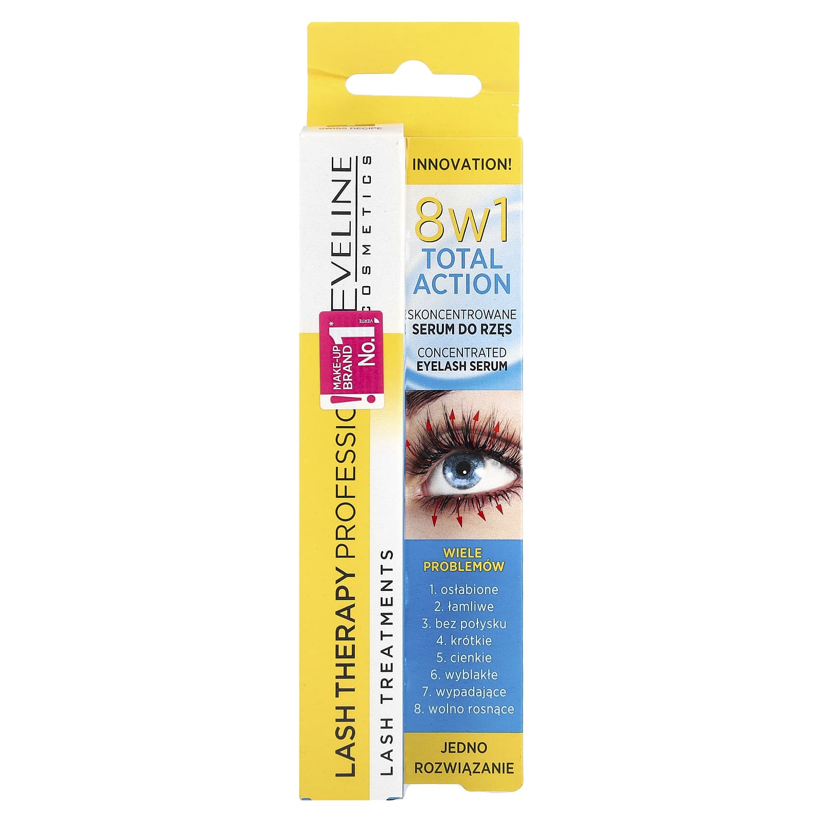Eveline Cosmetics, 8w1 Total Action, Concentrated Eyelash Serum, 0.35 fl oz (10 ml)