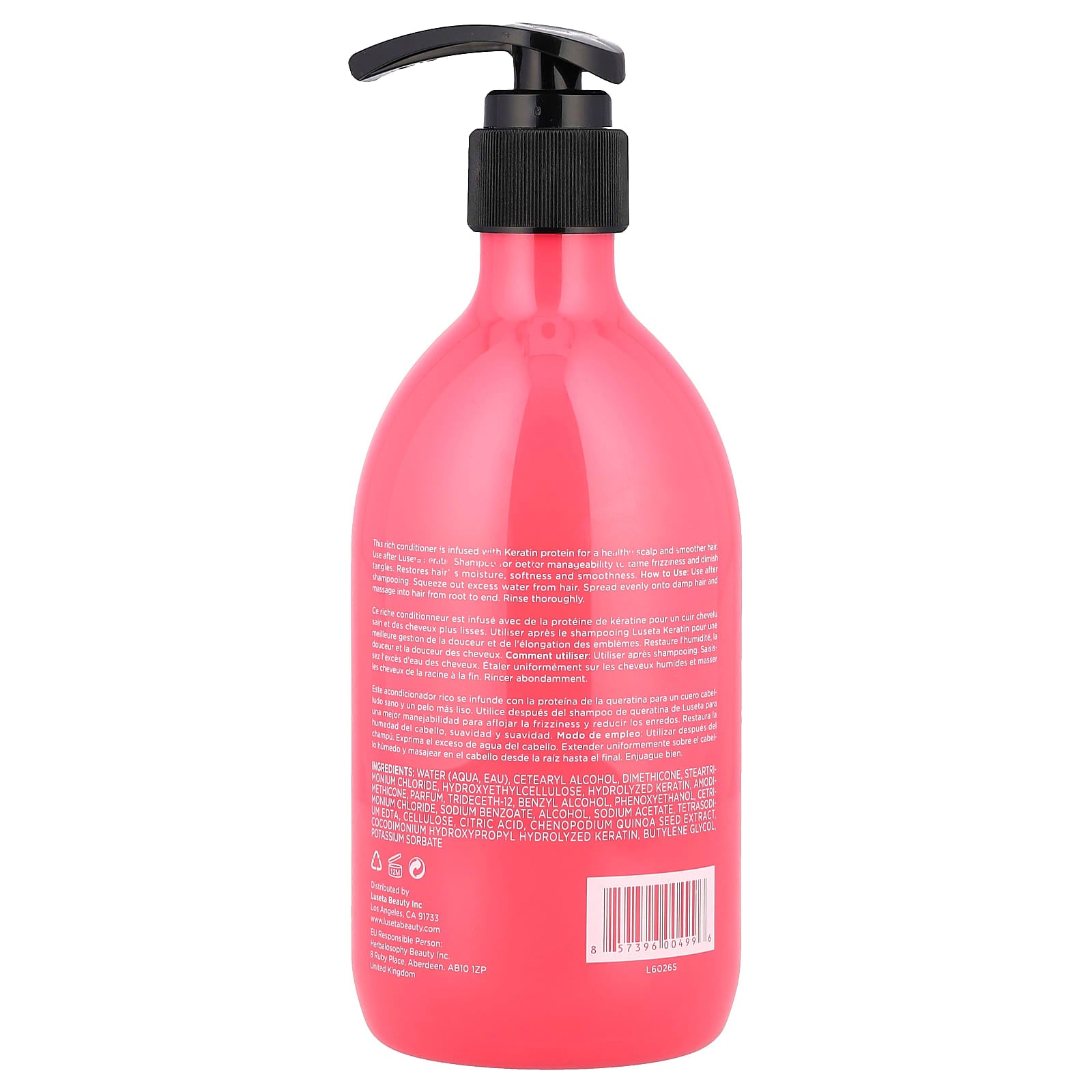 Luseta Beauty, Keratin Conditioner, For Damaged & Dry Hair, 16.9 fl oz (500 ml)