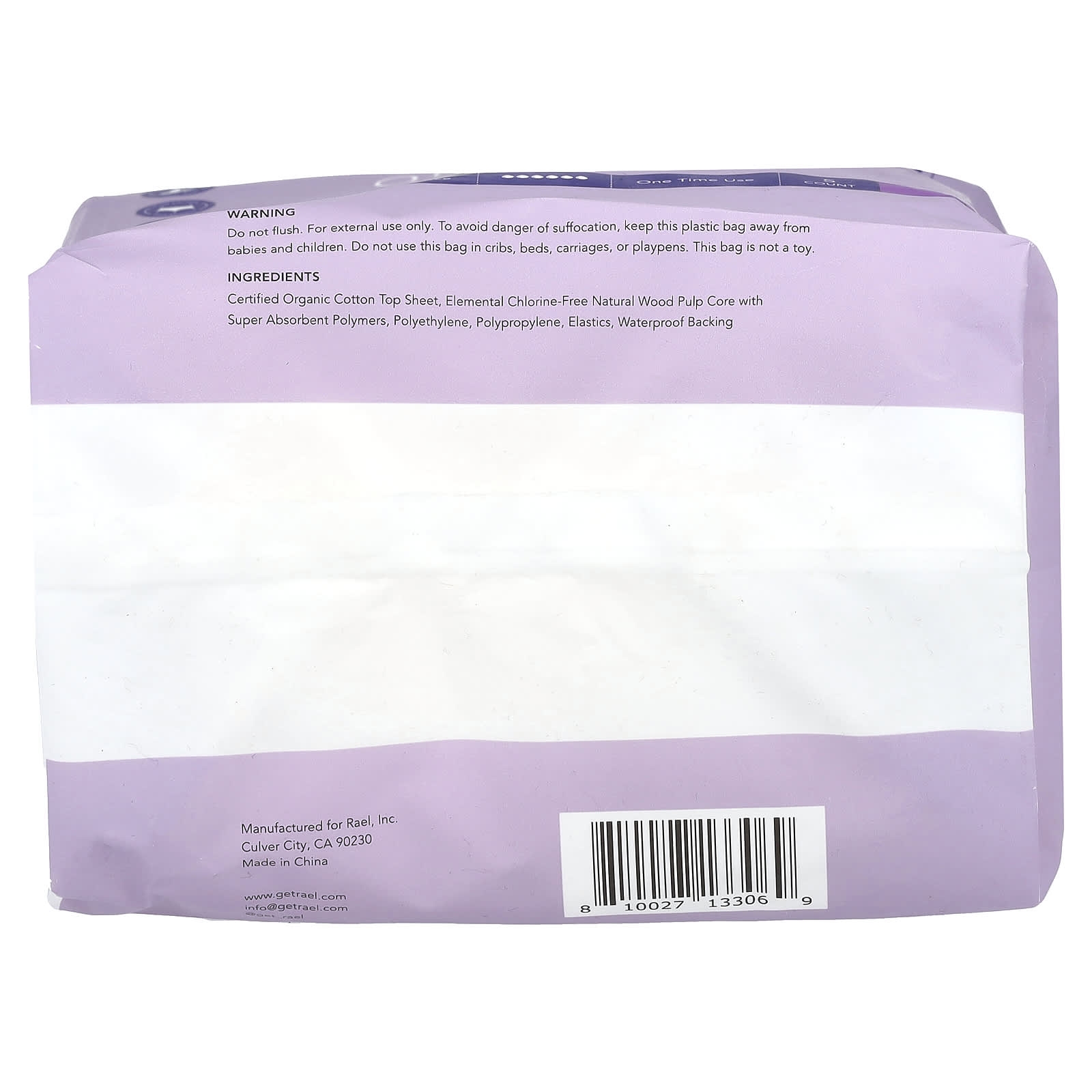 Rael, Organic Cotton Cover Period Underwear, L/XL , 5 Count