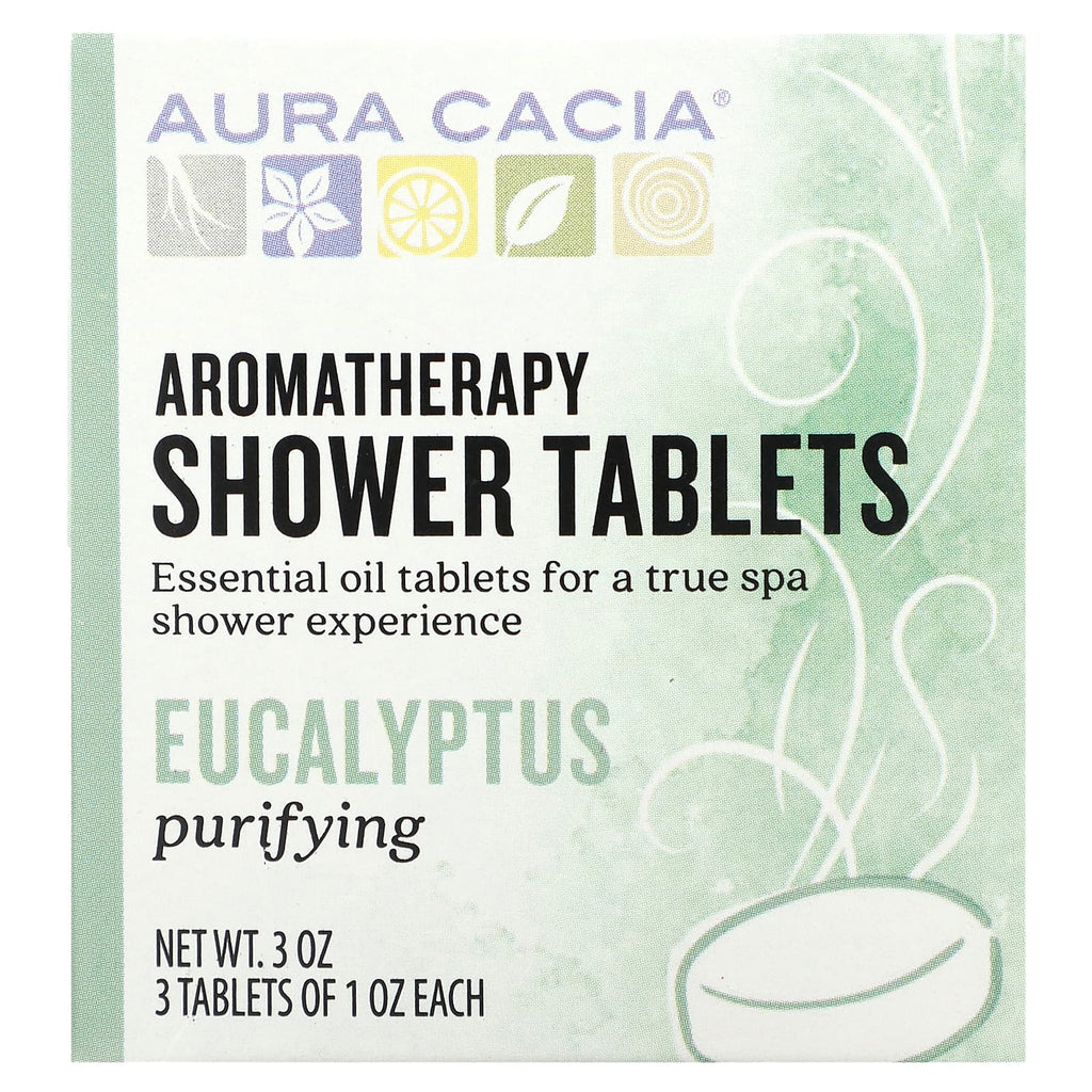Aura Cacia, Aromatherapy Shower Tablets, Eucalyptus, 3 Tablets, 1 oz Each