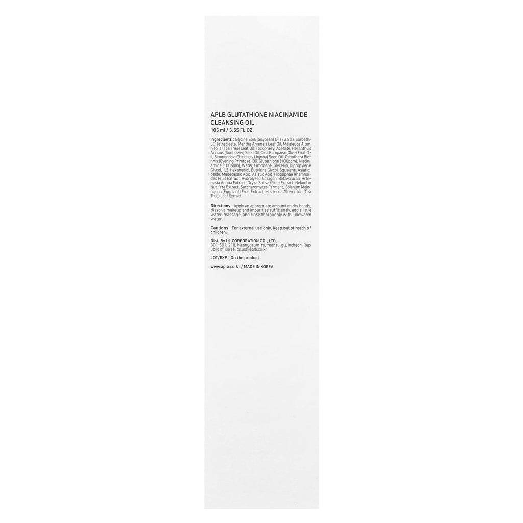 APLB, Glutathione Niacinamide, Cleansing Oil, 3.55 fl oz (105 ml)