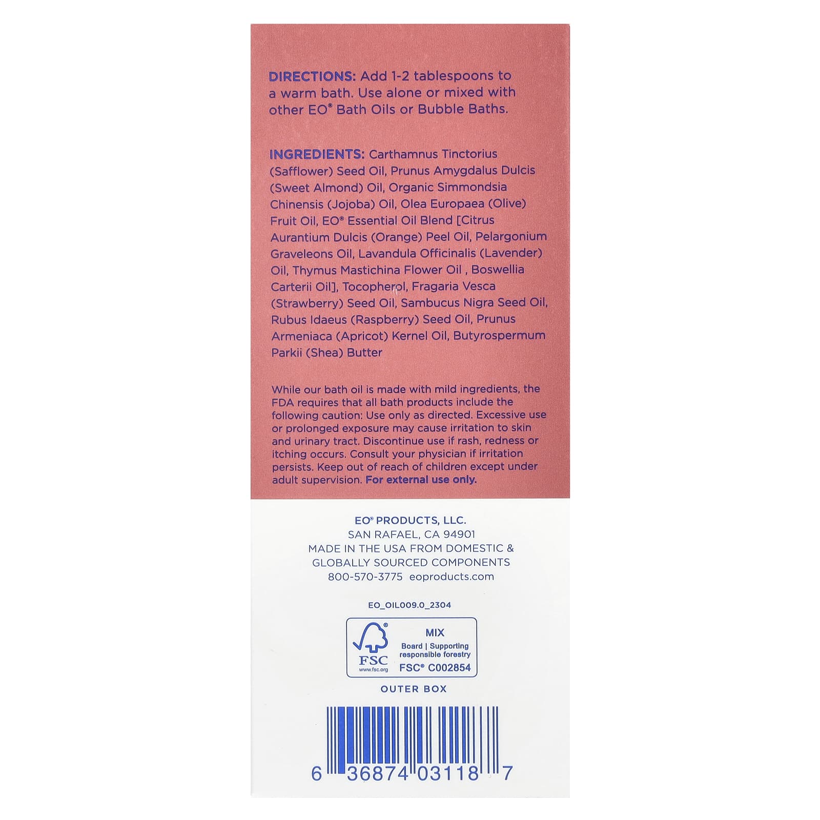 EO Products, Warm Embrace Bath Oil, Balancing Rose Geranium, 4 fl oz (118 ml)