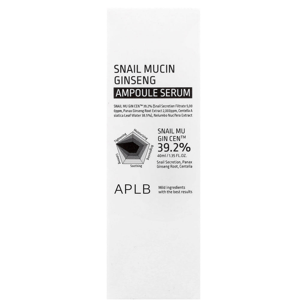 APLB, Snail Mucin Ginseng Ampoule Serum , 1.35 fl oz (40 ml)