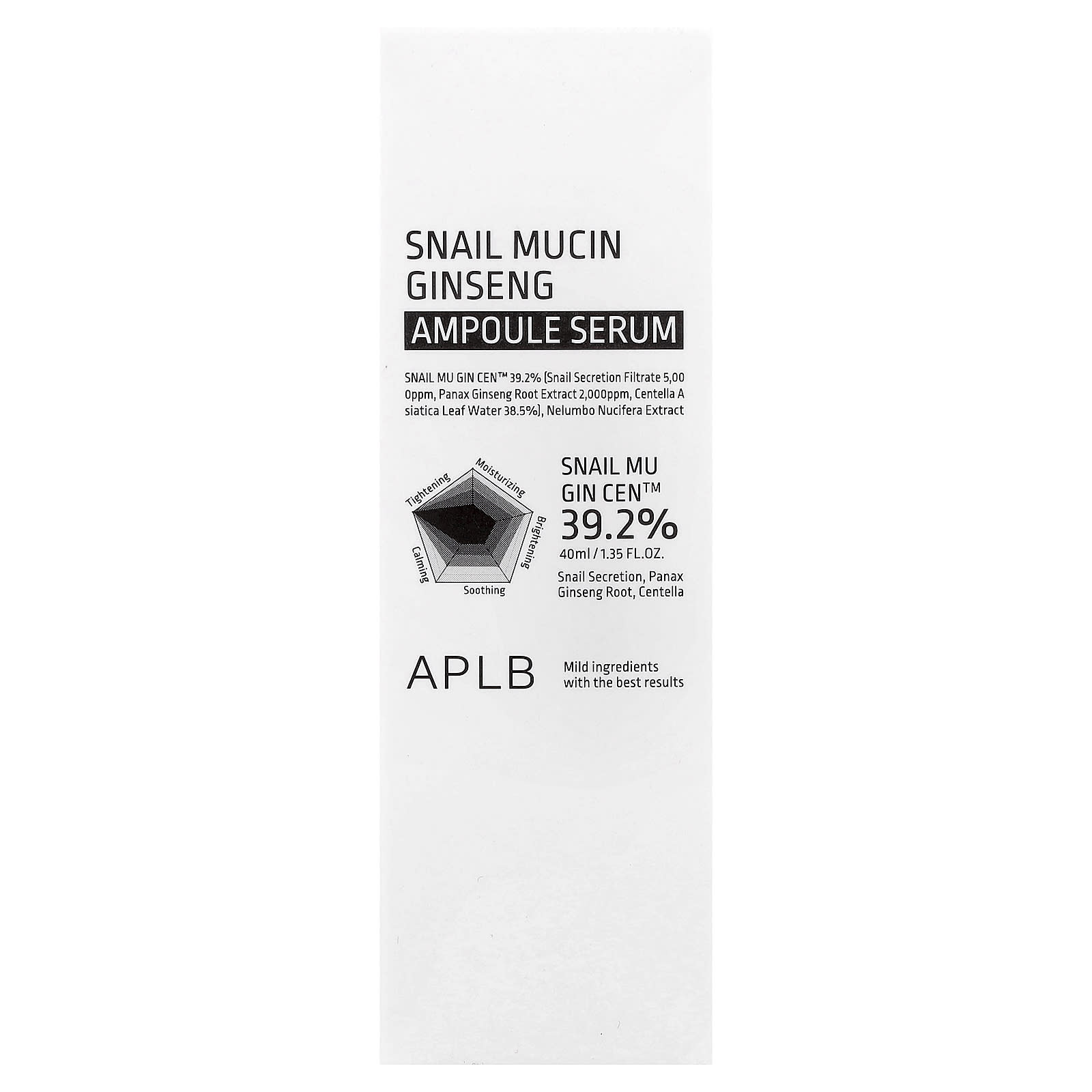 APLB, Snail Mucin Ginseng Ampoule Serum , 1.35 fl oz (40 ml)