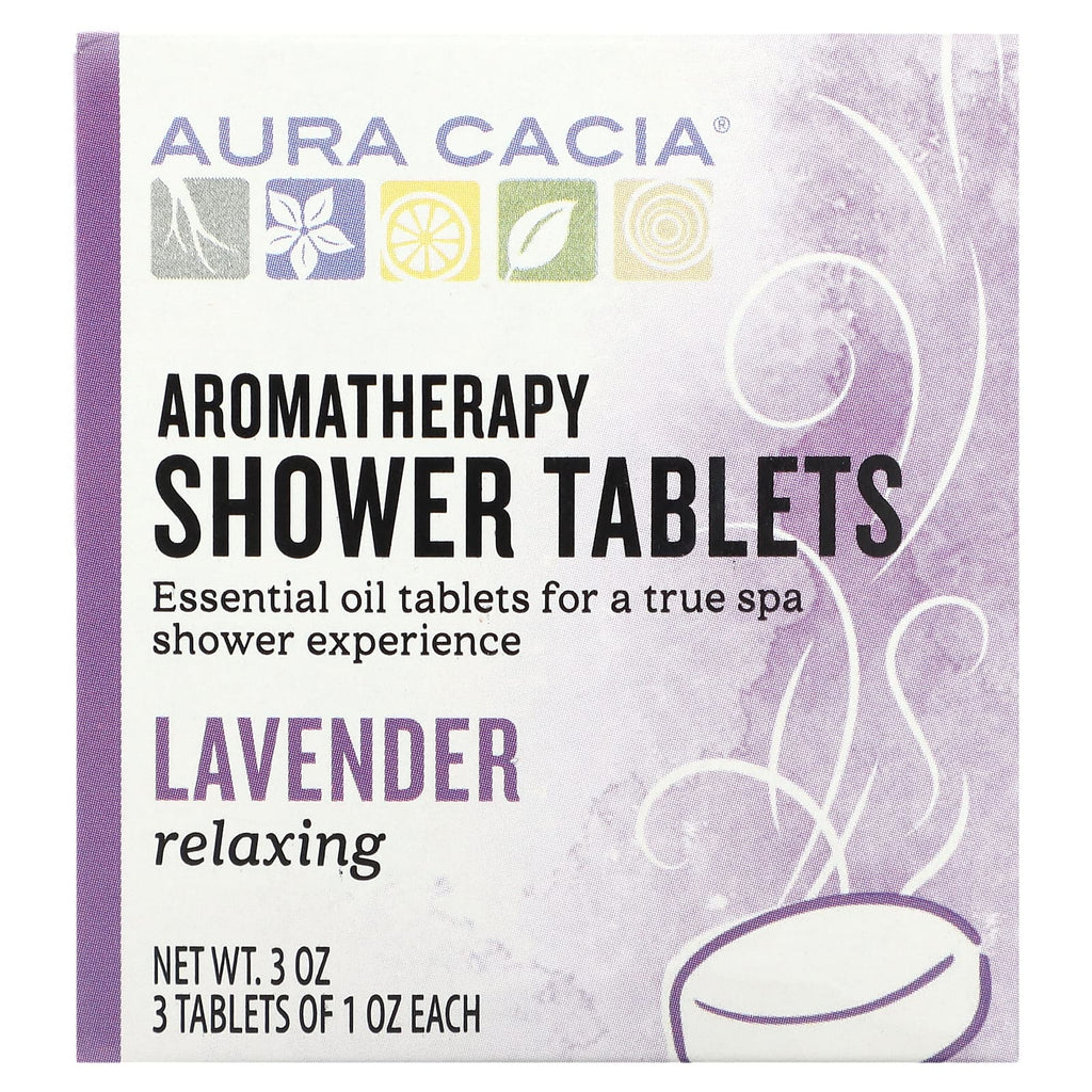 Aura Cacia, Aromatherapy Shower Tablets, Lavender, 3 Tablets, 1 oz Each