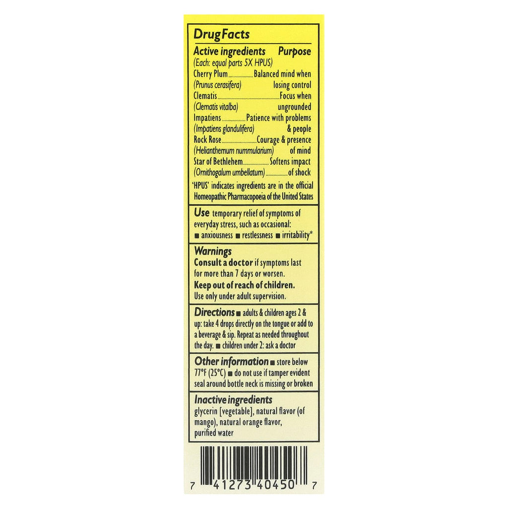 Bach, Rescue Remedy® Dropper, Stress Relief, Orange & Mango, 0.7 fl oz (20 ml)