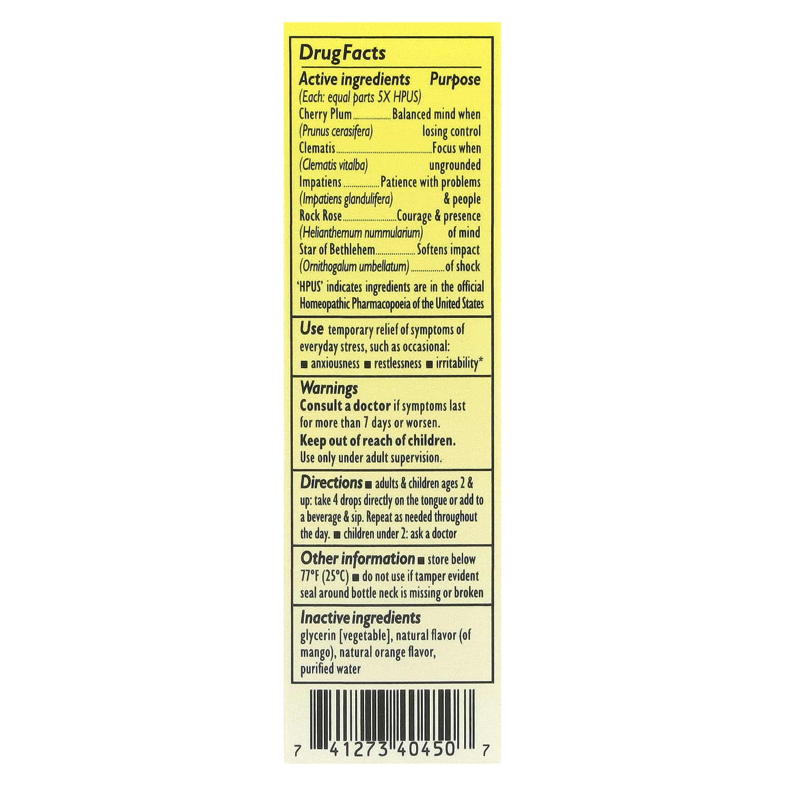 Bach, Rescue Remedy® Dropper, Stress Relief, Orange & Mango, 0.7 fl oz (20 ml)