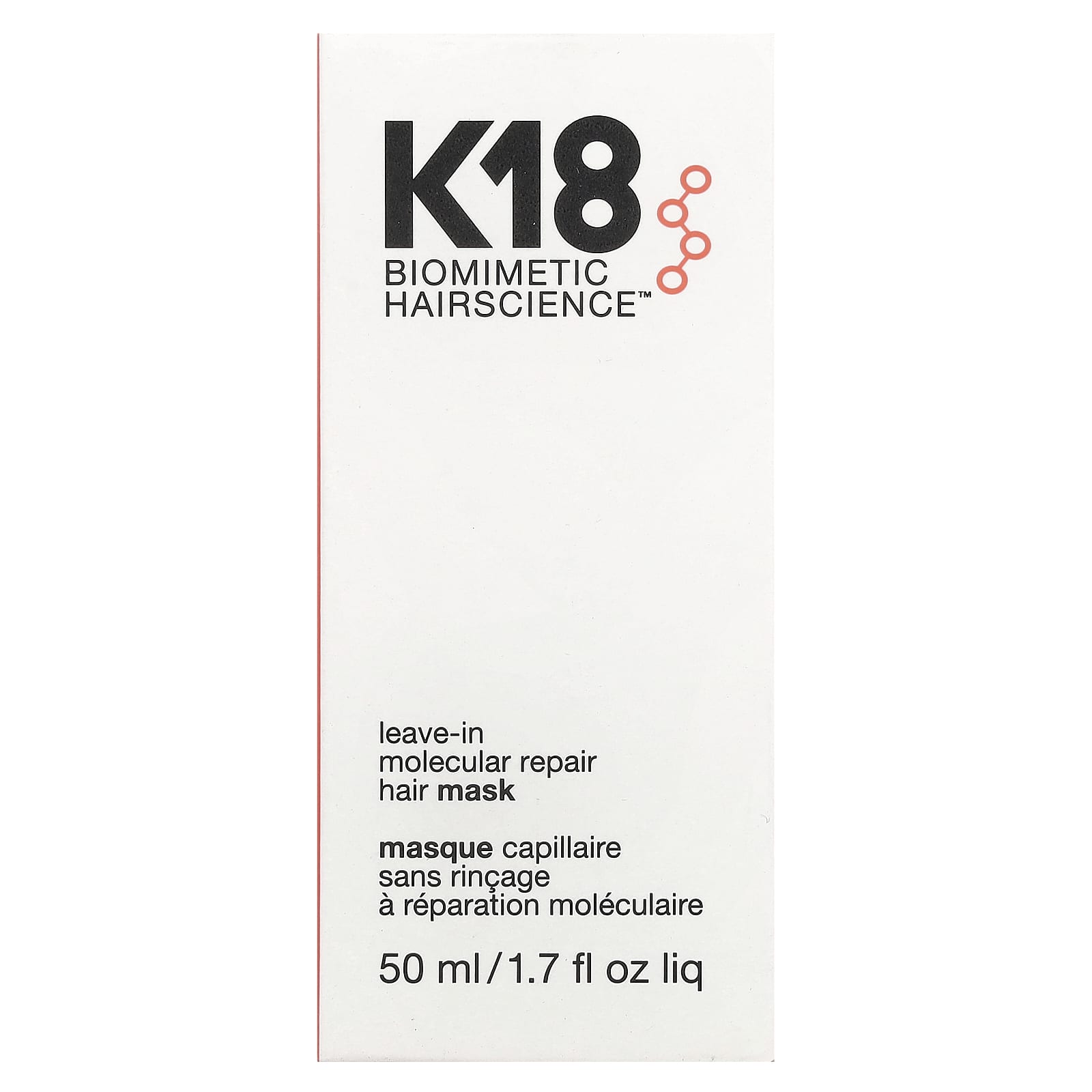 K18, Biomimetic HairScience™, Leave-In Molecular Repair Hair Mask, 1.7 fl oz (50 ml)