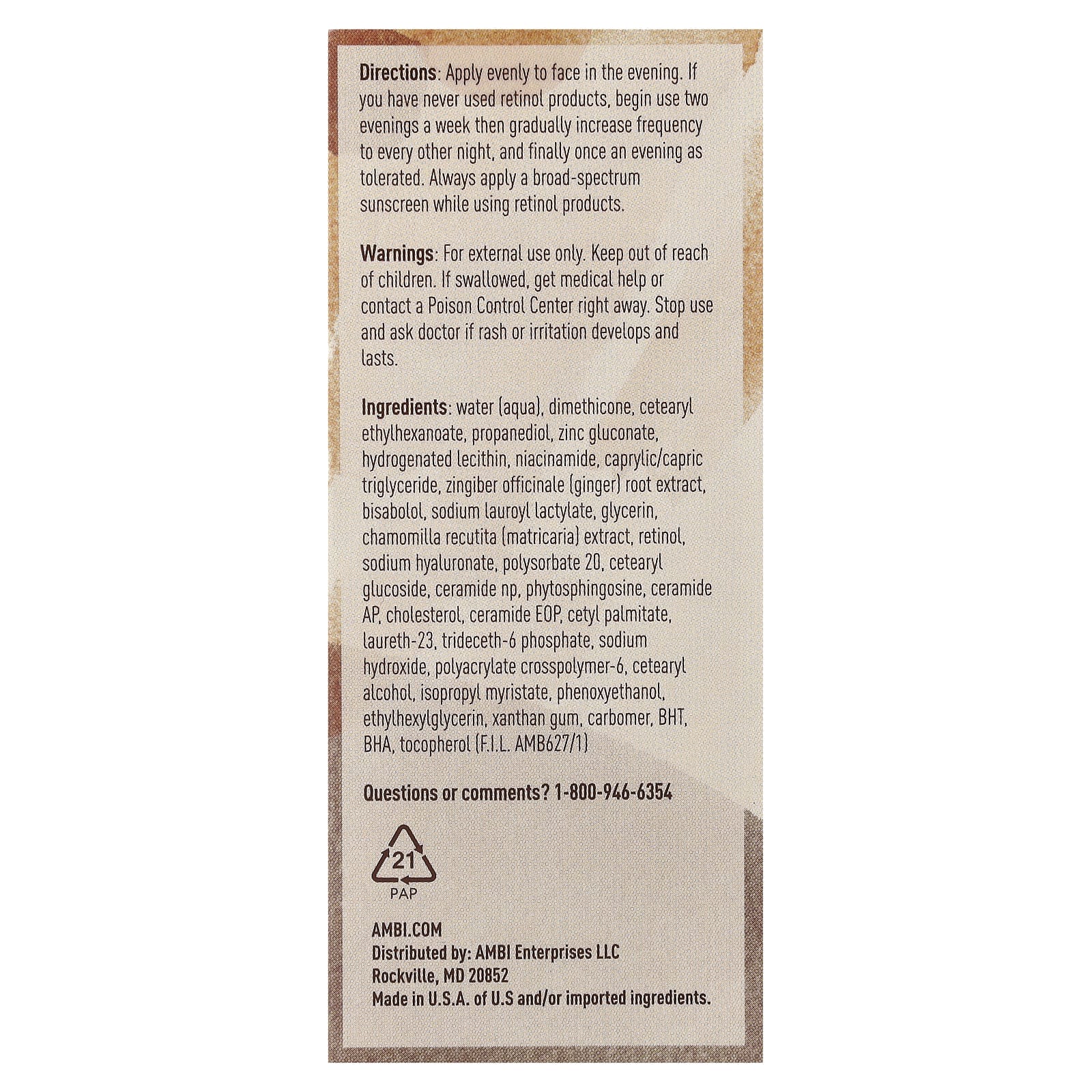 AMBI, Even & Clear® Fade Serum Retinol, 1 fl oz (30 ml)