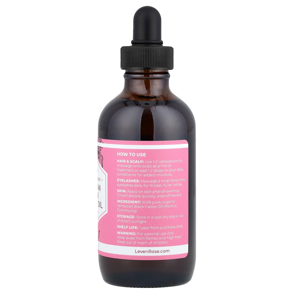 Leven Rose, 100% Pure & Organic Jamaican Black Castor Oil, 4 fl oz (118 ml)