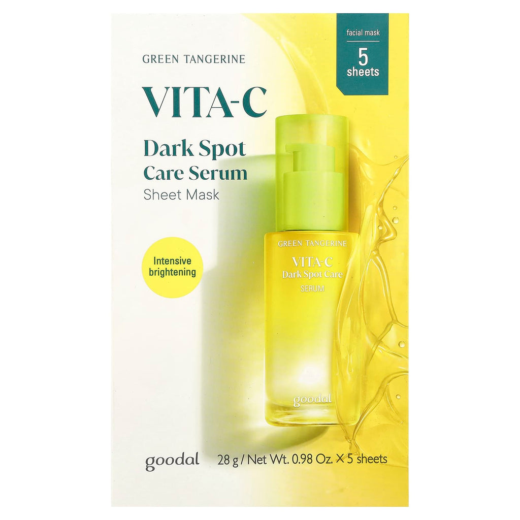 Goodal, Green Tangerine Vita-C Dark Spot Care Serum Beauty Sheet Mask, 5 Sheets, 0.98 oz (28 g) Each