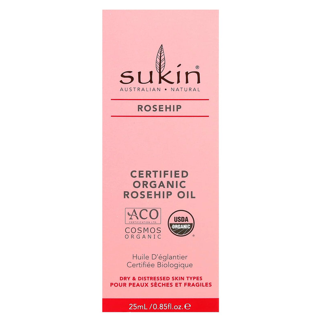 Sukin, Certified Organic Rosehip Oil, Dry & Distressed Skin Types, 0.85 fl oz (25 ml)