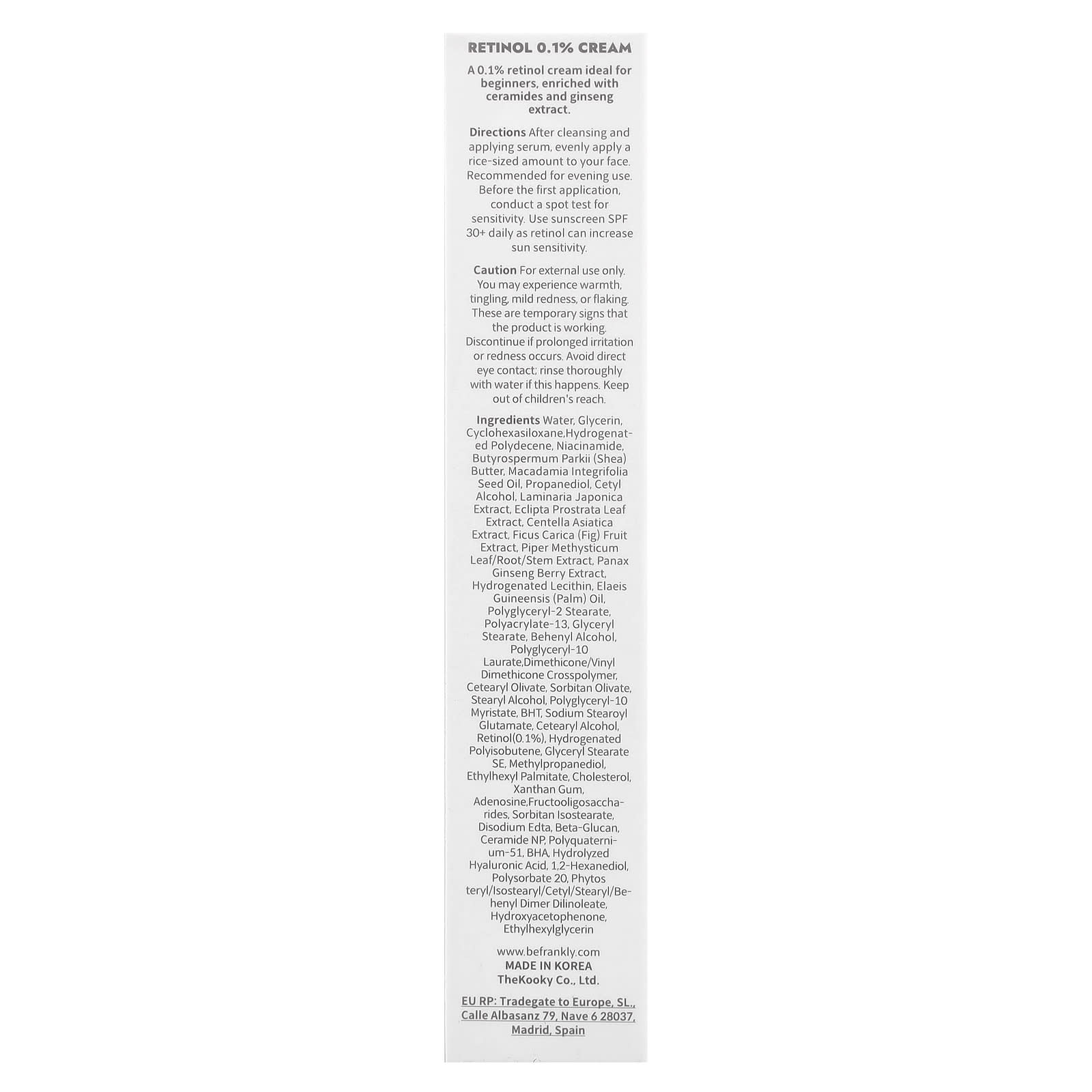Frankly, Retinol 0.1% Cream, 1 fl oz (30 ml)
