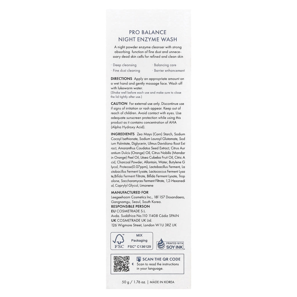 Dr. Ceuracle, Pro Balance Night Enzyme Wash, 1.76 oz (50 g)