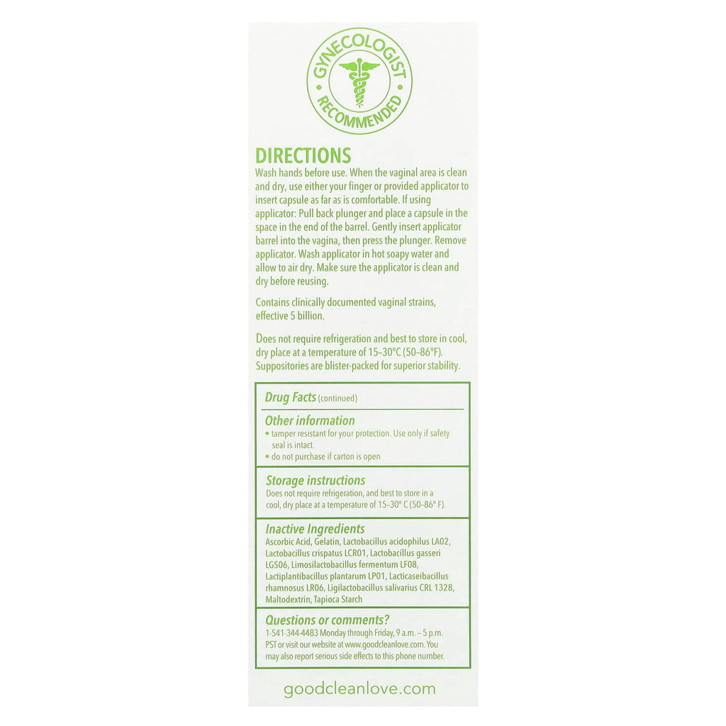 Good Clean Love, BiopHresh®, Vaginal Homeopathic Suppository, 10 Gelatin Suppositories